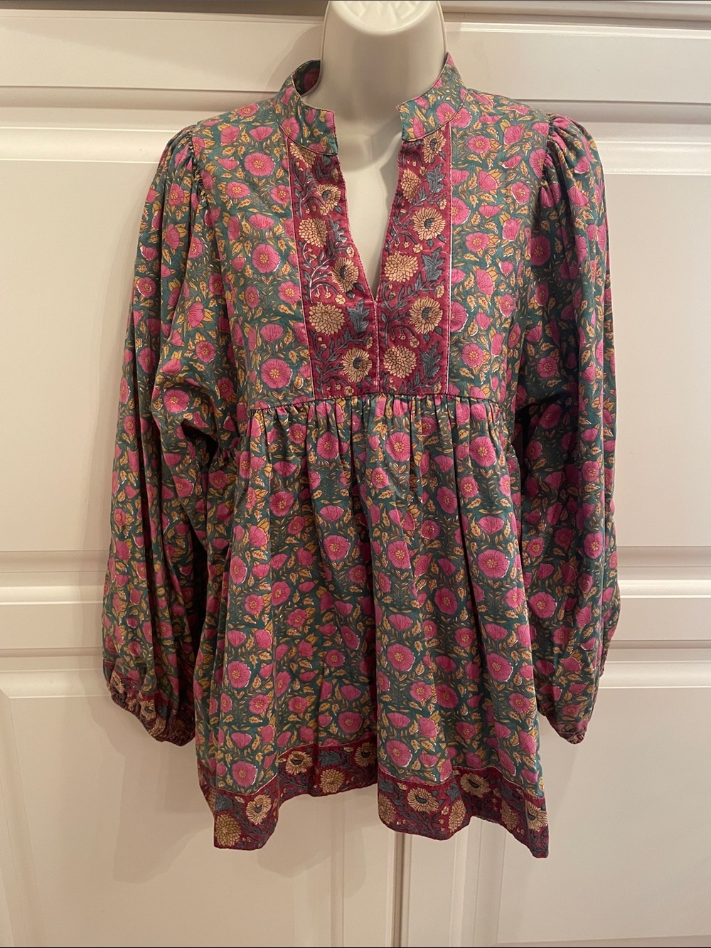 Victoria Dunn cotton floral tunic sz M